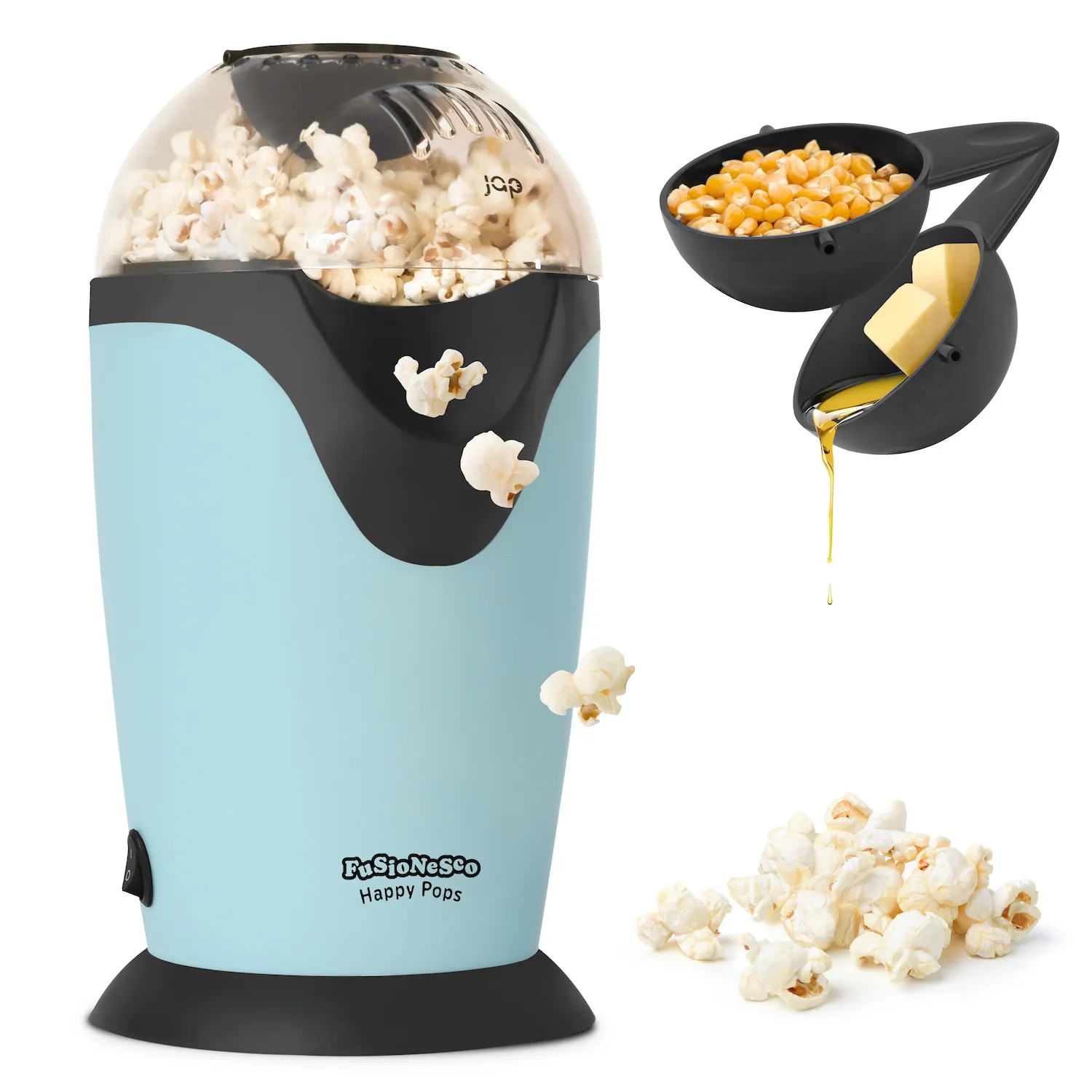 JAP Happy Pops - Retro popcorn machine met 5 bakken - Blauw